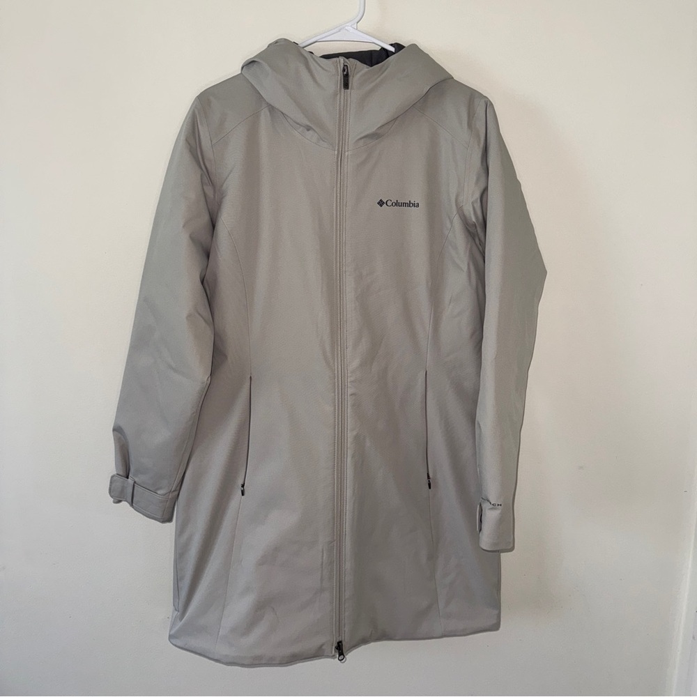 Columbia Women's Blue Vale Mid Jacket Hooded Omni Shield Grey Size M